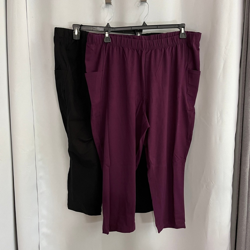 Lot‎ of 2 Roaman's Side Pocket Essential Capri Legging Womens 26/28 Black Purple